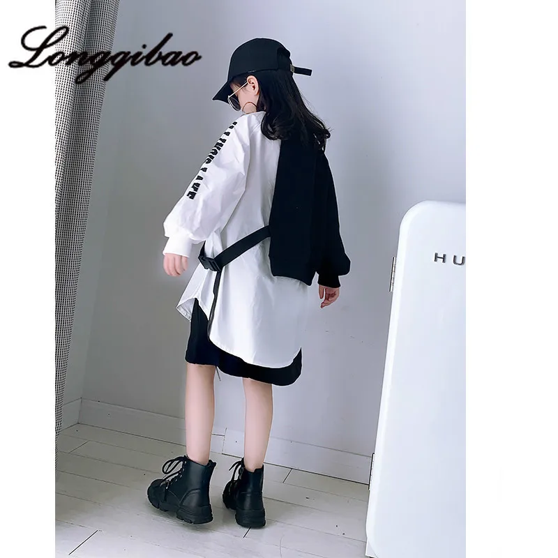 Женский Длинный свитер с принтом свободный прострочкой в Корейском стиле осень