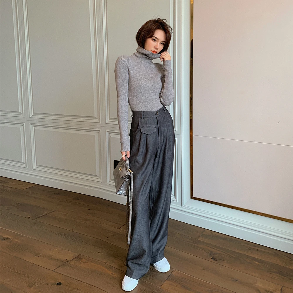 

Свитер женский осенне-зимний с длинным рукавом и узким низом