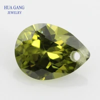 single hole aaaaa pear shape brilliant peridot cubic zirconia stone for jewelry making 4x615x20mm high quality cz stones
