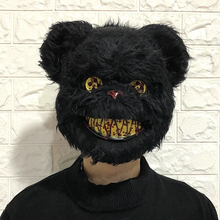 Black Bear Хэллоуин жуткая кровавая стена латексная голова волка с волосами модная Карнавальная маска костюм вечерние ужасная маска для взрослых/детей - Цвет: Black Bear