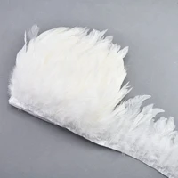 5meters white natural pheasant feathers fringe trims ribbon chicken feather trim rooster feather for crafts with satin ribbon