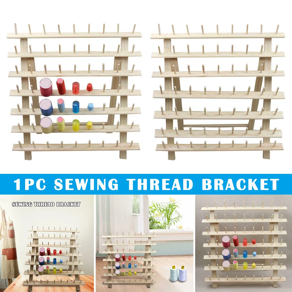 

63 Spool Wood Sewing Thread Stand Organizer Embroidery Storage Rack Holder Bracket TN99