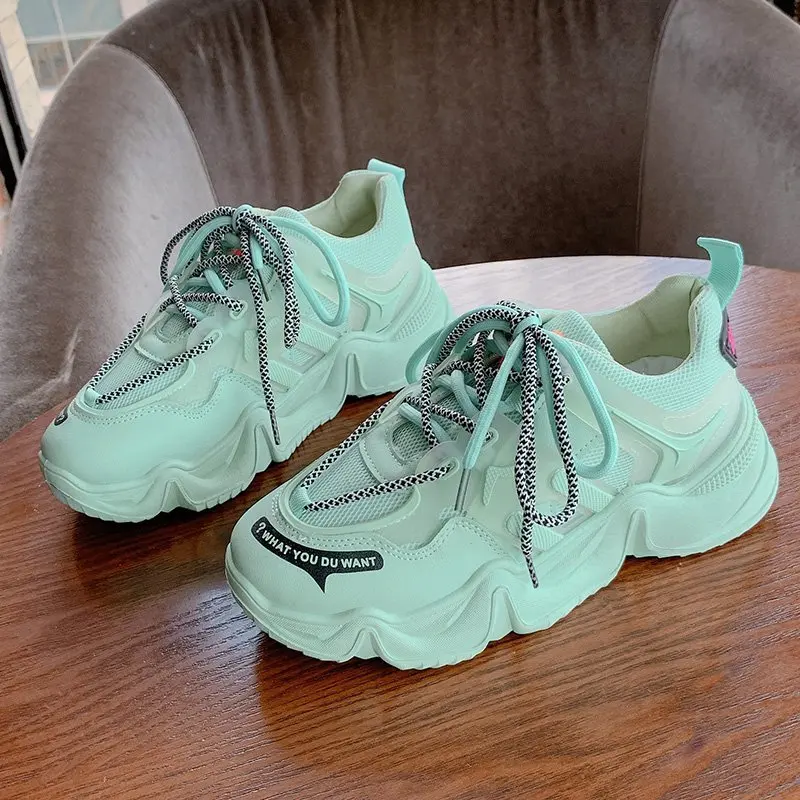 

2021 Hot Summer Women Sneakers Vulcanize Breathable Mesh Fashion Casuals Height Increasing Female Chunky Ladies Shoe