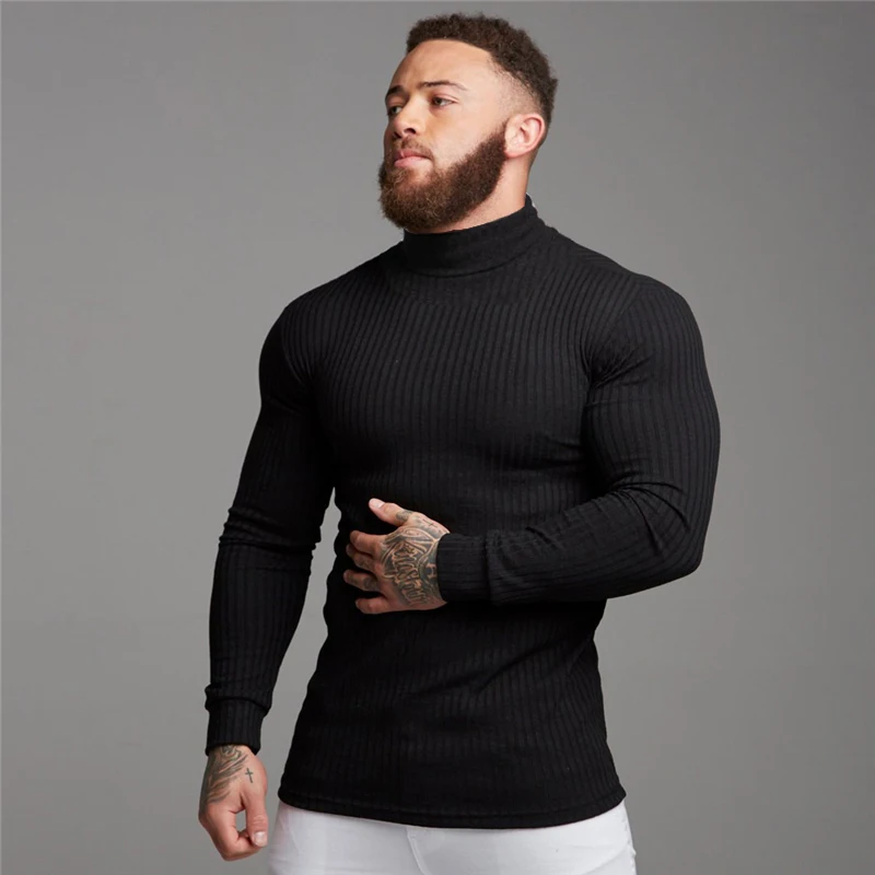 

Autumn Winter Fashion Turtleneck Mens Thin Sweaters Casual Roll Neck Solid Warm Slim Fit Sweaters Men Turtleneck Pullover Male