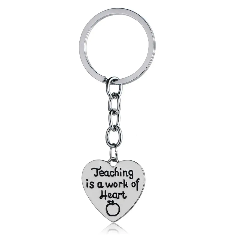 

12PC Teaching Is A Work Of Heart Keyring Heart Charm Pendant Keychain Thank You Teacher Teacher's Day Gifts Graduation Gifts Hot