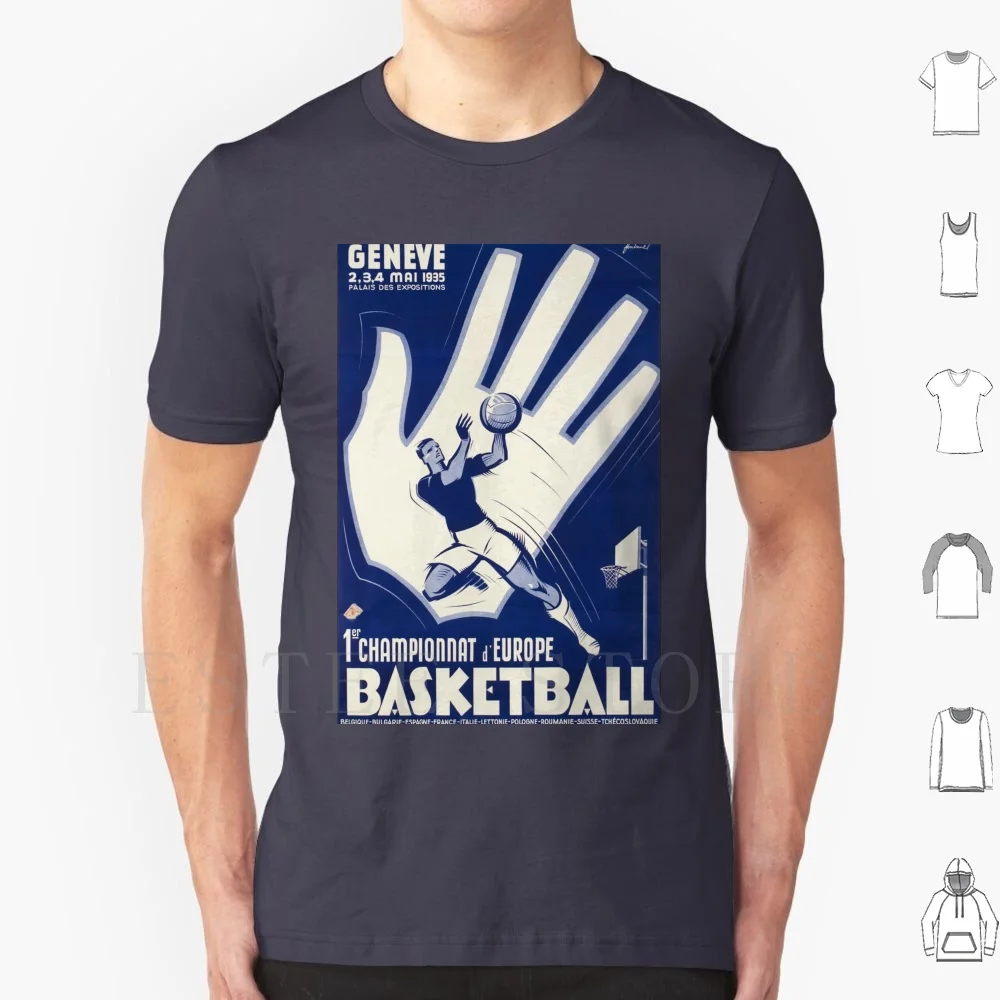 

Noel Fontanet-Genève-1Er D'Europe De Basketball , 1935 , Art Deco Poster T Shirt Men Cotton 6Xl 1920 1930 1920S 1930S Art Art