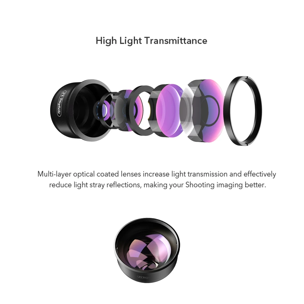APEXEL-teleobjetivo profesional para c&aacute;mara de tel&eacute;fono m&oacute;vil, lente de retrato HD 2x para iPhone, Samsung y Android-1