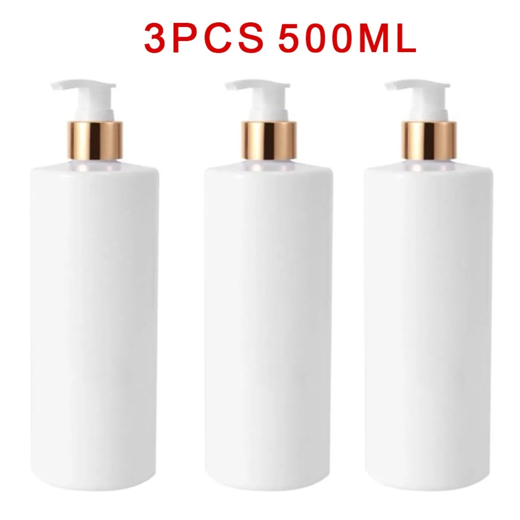 

3PCS 500ml PET Portable Empty Refillable Shampoo Lotion Bottles With Pump Bathroom Shower Gel With Press Dispenser