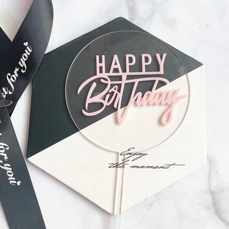 

Acrylic Cake Decorating Tools Happy Birthday Cake Topper Dessert for Birthday Party Lovely Gifts Cakes Insert Card Decoration
