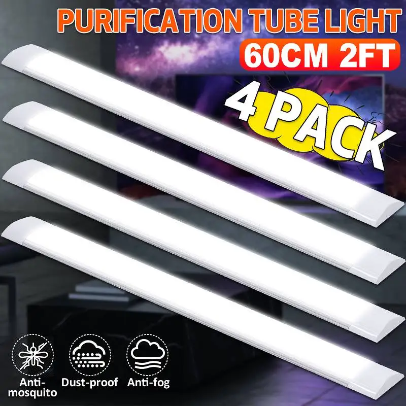 

2/4PCS 60CM LED Tube Cleaning Integration Purification Light 48W LED Tri-proof Batten Light 2835 LED Tube Linear Lamp AC85-265V