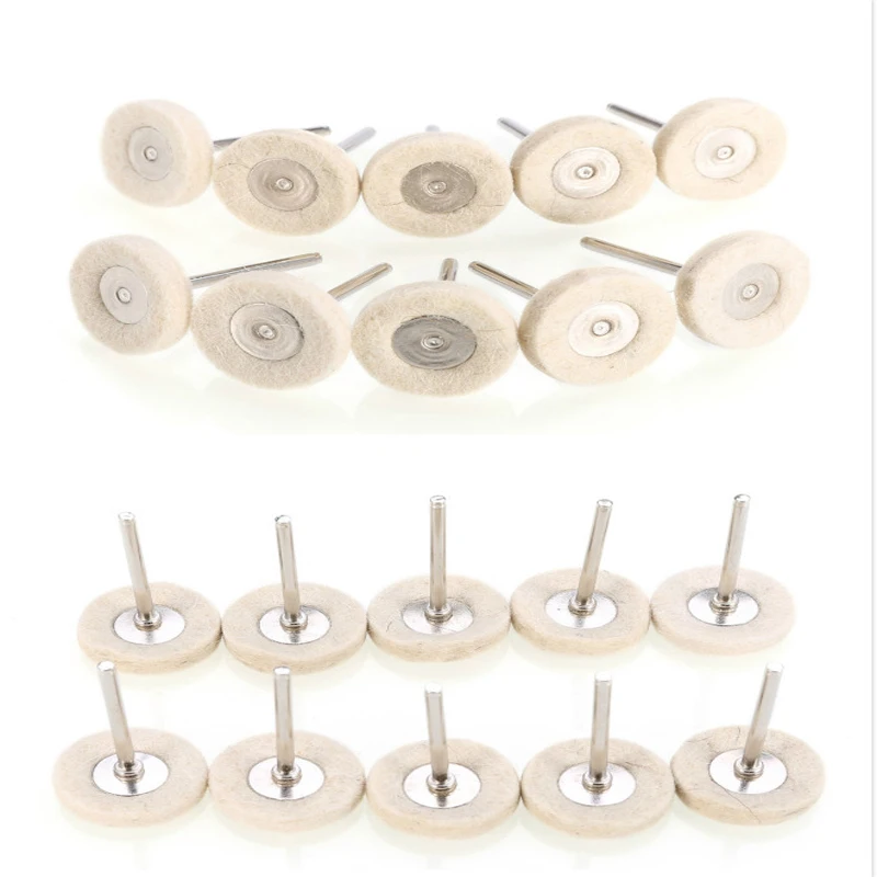 

10PCS 1 Inch 25MM Wool Felt Polishing Buffing Drill Grinder Wheel Brushes With Handle For Rotary Tool