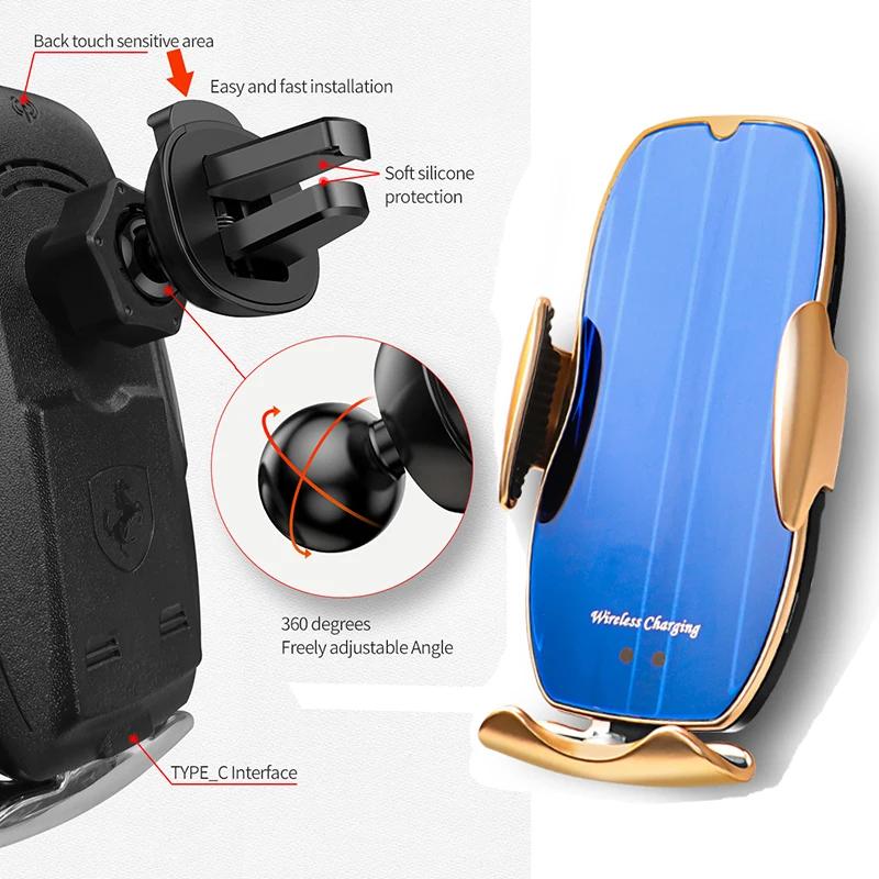 

15W Car Wireless Charger Car Phone Holder Automatic Sensor Magnetic Fast Charger For Iphone 11 Samsung Smartphone