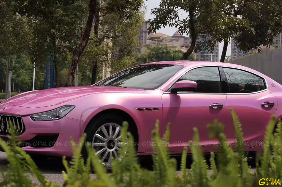 Переливающаяся Лазерная розовая виниловая пленка без пузырьков воздуха