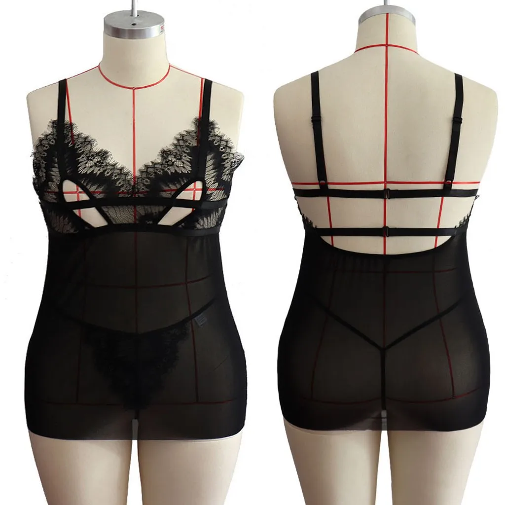 

Plus Size Sexy Lingerie Women's Erotic Underwear Hollow Out Porno Babydoll Nightdress Backless Sexy Sleepwear Lenceria Mujer 5XL
