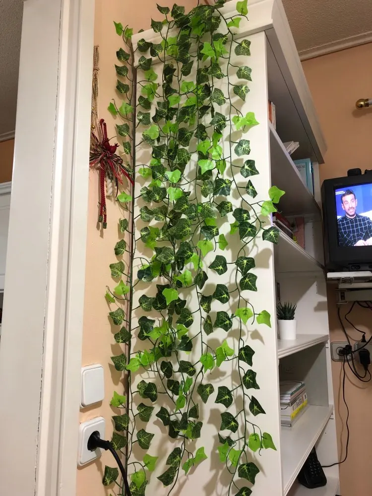 

2.4m 1/5Pcs Artificial Fake Hanging Vine Plant Leaves Simulation Climbing Vines Garland Home Garden Wall Club Decoration Green