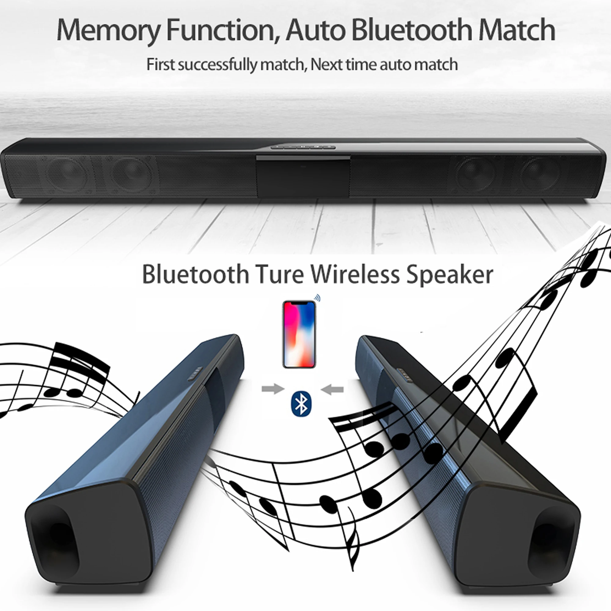 20w wireless bluetooth speaker tv sound bar 3d stereo home surround soundbar for phone pc theater tv speaker free global shipping