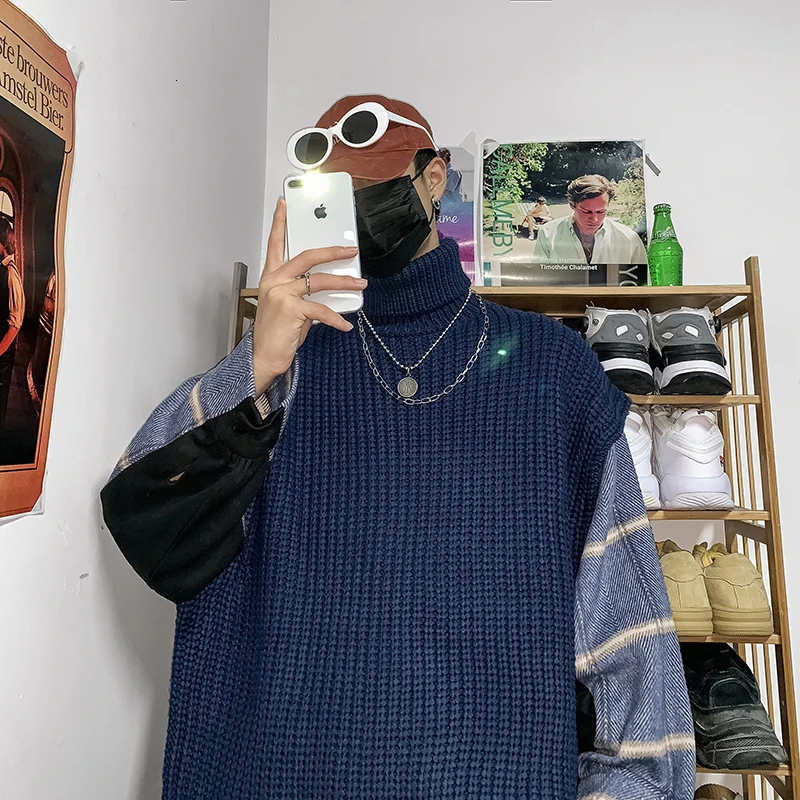 Осень-зима 2019 новый корейский пуловер с имитацией двух частей Модный