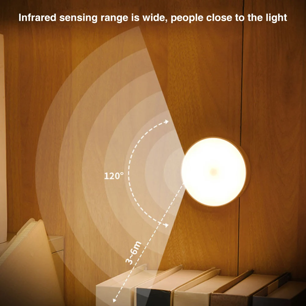 

LED Night Light Motion Sensor Magnetic Adsorption Bedroom Bedside USB Rechargeable Closet Gift Hallway Easy Install Home Kitchen