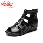 Кожаные женские босоножки Xiuteng, удобная обувь в римском стиле на танкетке для матери, для среднего и пожилого возраста