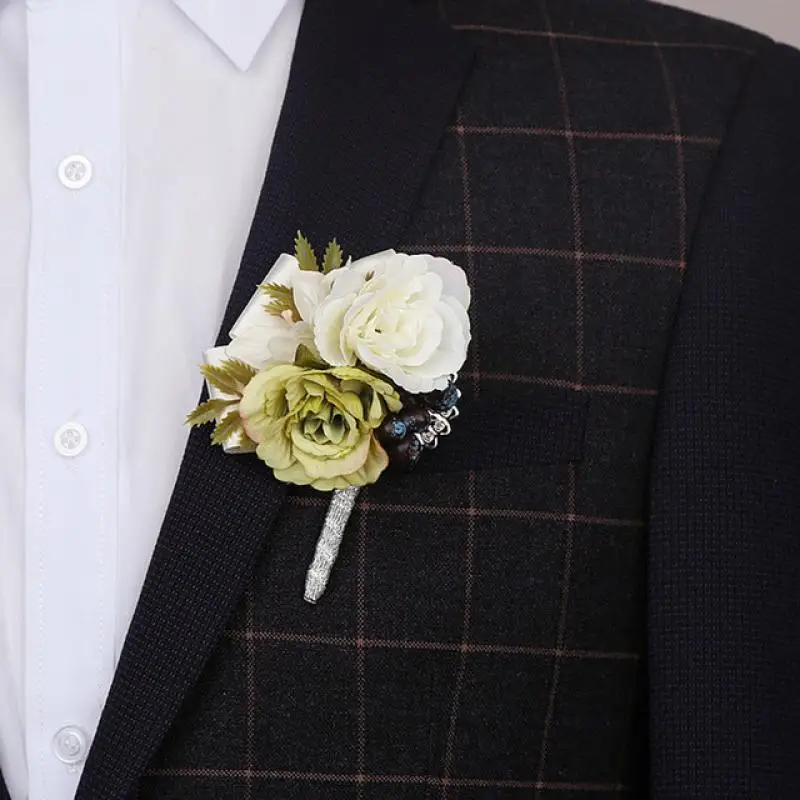 1 шт. Невеста и жених искусственная брошь жемчуг лента с розами цветок на запястье