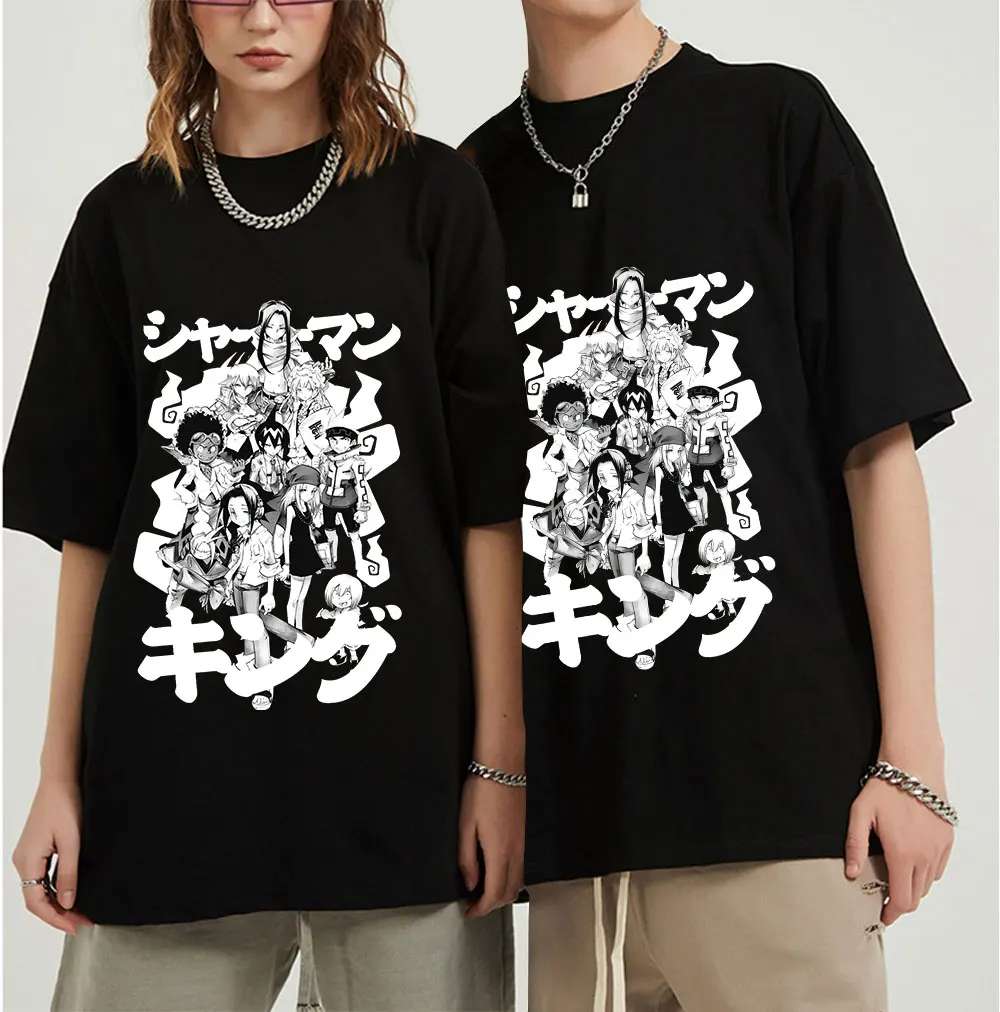 

Anime Shaman King Yoh Asakura Amidamaru Tshirt Men Casual Plus Size Harajuku White T Shirt Print Summer Top White T Shirt