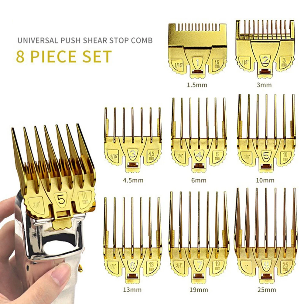 

8pcs Hair Clipper Trimmer Guards 1.5/3/4.5/6/10/13/19/25mm Limit Guide Comb Cutting Guide Comb Haircut Tool Set