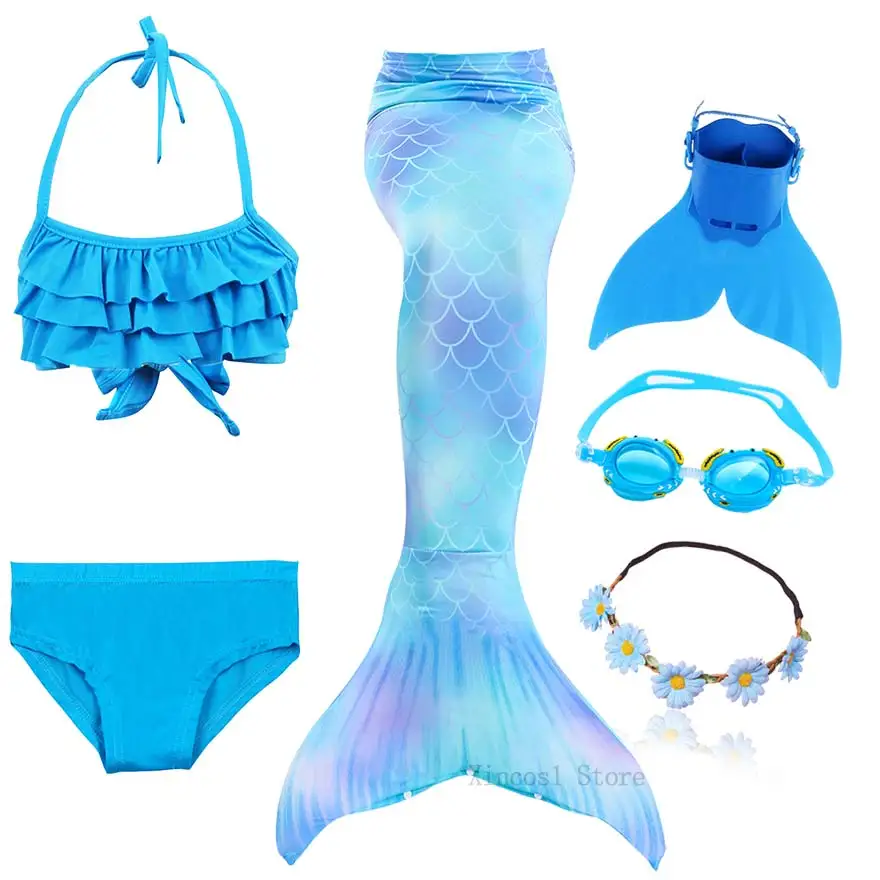 Package 1 Fancy NEW the Little Mermaid Tail with Garland or With Monofin Swimsuit for Kids Girls swimmable Bathing Suit Mermaid Costume - Цвет: Package 1