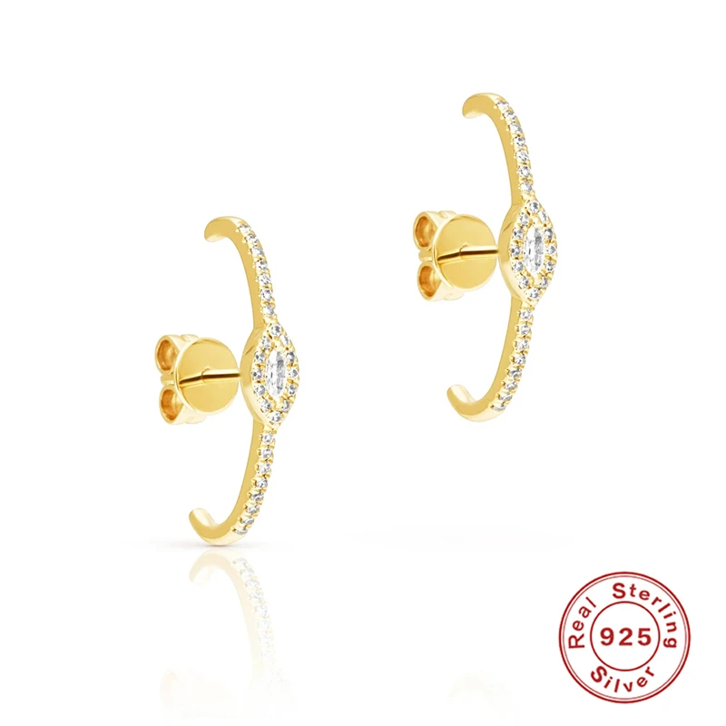 

VINY Silver 925 Jewelry Earrings For Women Single Row Of Diamonds Stud Earrings Gold/Silver Jewelry 2021 Trend Pendientes Gift