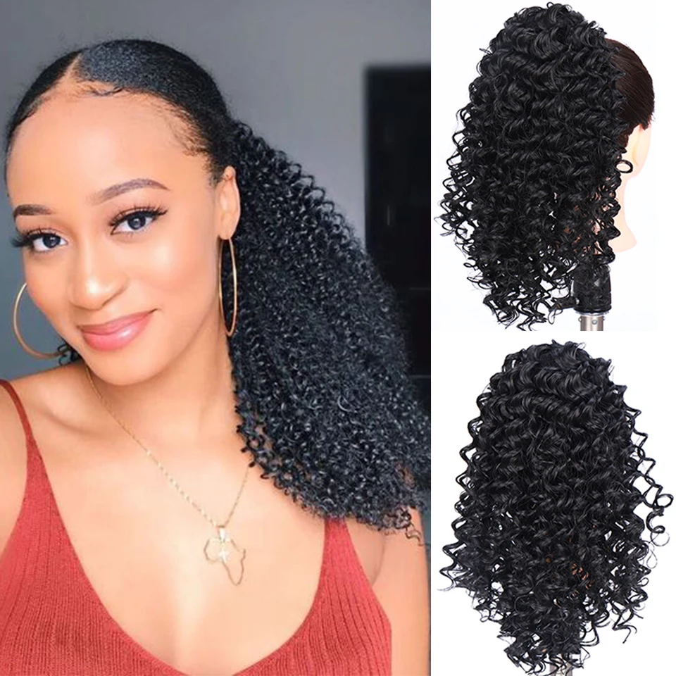 SHANGKE афро пушистые кудрявые волосы для наращивания конский хвост