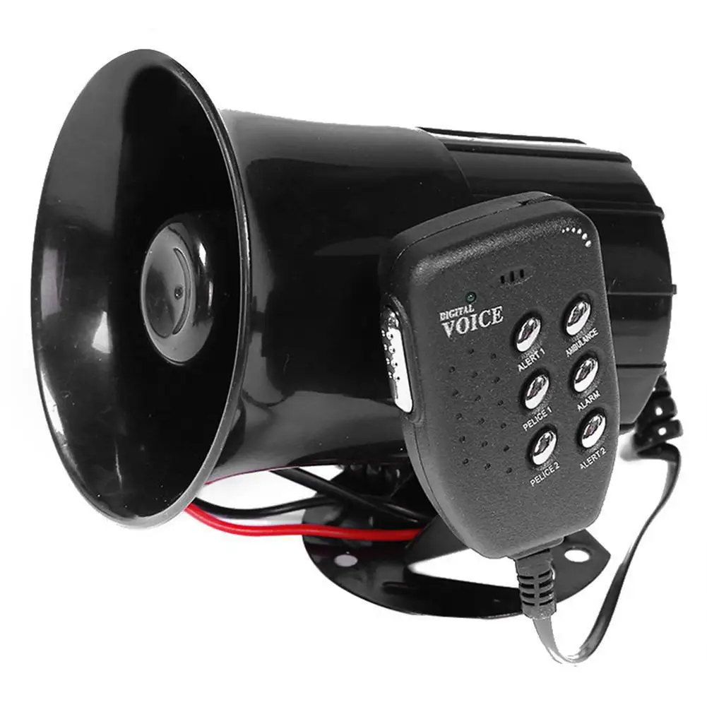 

Motorcycle Car Auto Loud Air Horn 6-Tones Siren Sound Speaker Megaphone Alarm Van Truck Boat 100w 12v Six-tone Modification Part