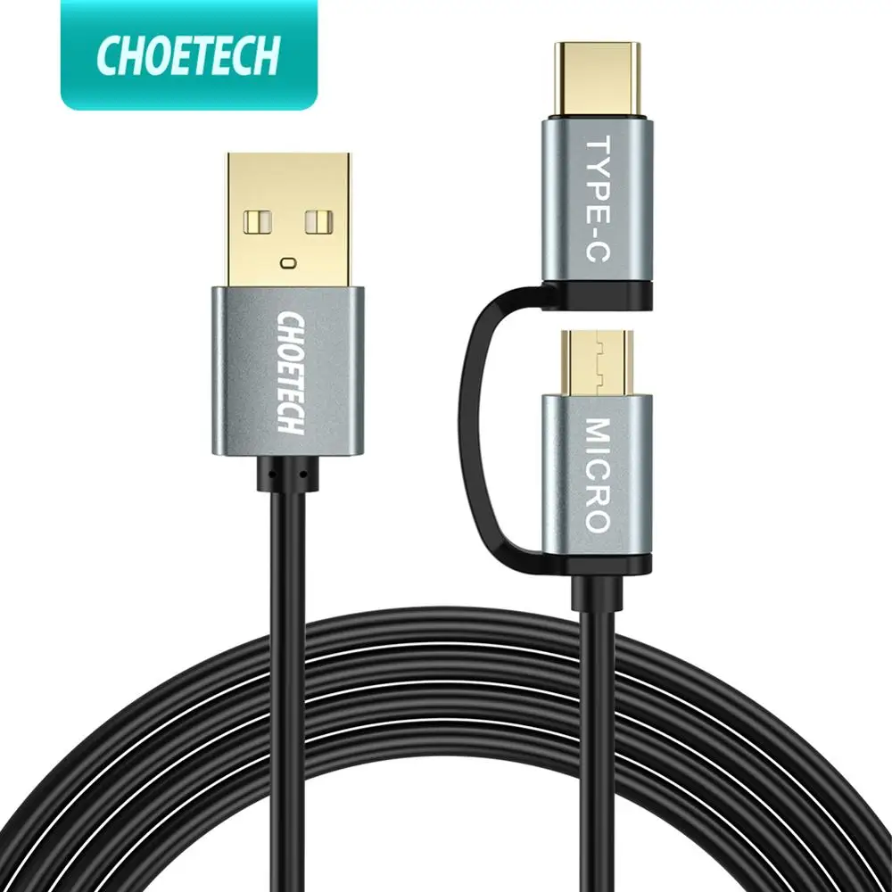 USB кабель CHOETECH 2 в 1 Type C + Micro м мобильный телефон кабели для Samsung S9 S8 Plus Nokia N xiaomi|2 in