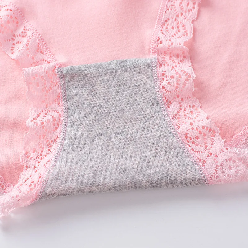 

Sexy Lace Briefs Solid Cotton Underpants Mid Waist Panties Women's Antibacterial Lingerie Breathable Underwear Female Intimates
