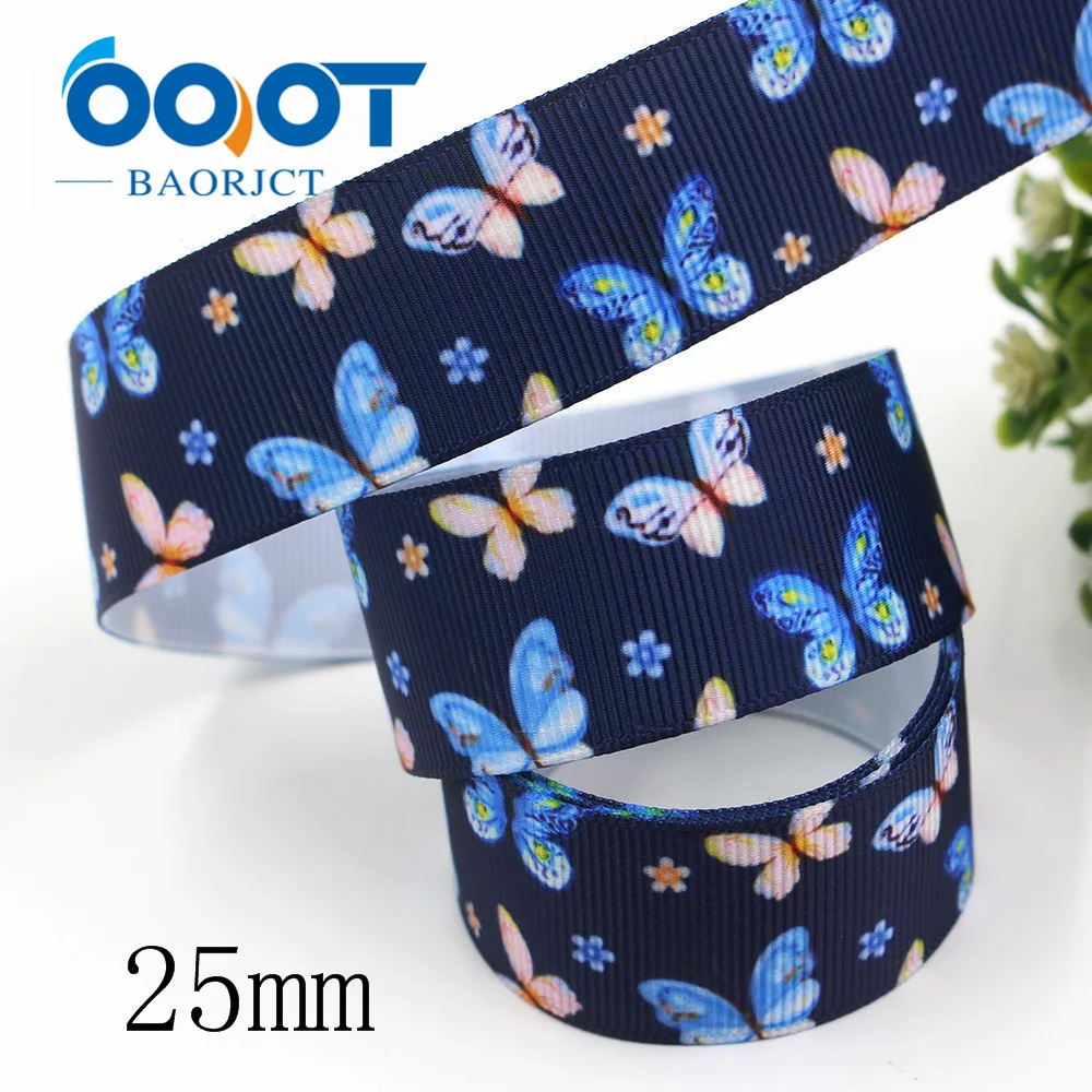 OOOT BAORJCT I-191128-2628, 25 мм 10 ярдов мультфильм бабочка ленты с цветами, DIY волос Лук Свадебный фестиваль вечерние украшения дома