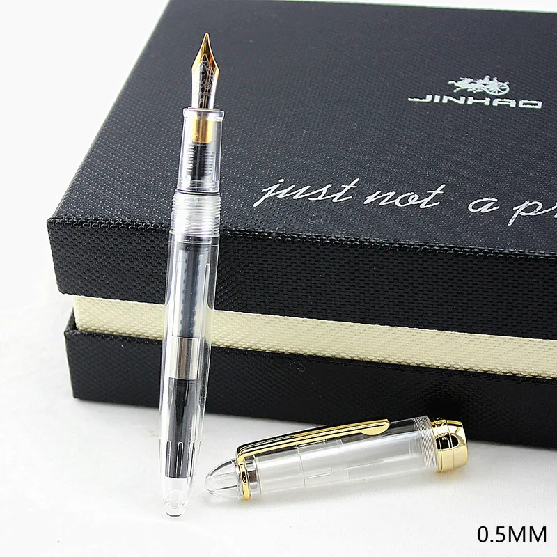 Перьевая ручка Jinhao с капюшоном перо 0 5 мм Золотой зажим прозрачные пластиковые
