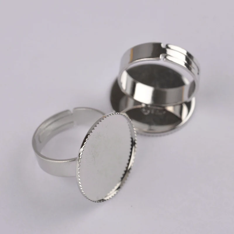 Rhodium Plated 100 шт 12-30 мм Круглый безель кольцо пустой Кабошон Установка фурнитура с кольцевым основанием для материал для изготовления украшений - Цвет: Rhodium Plated