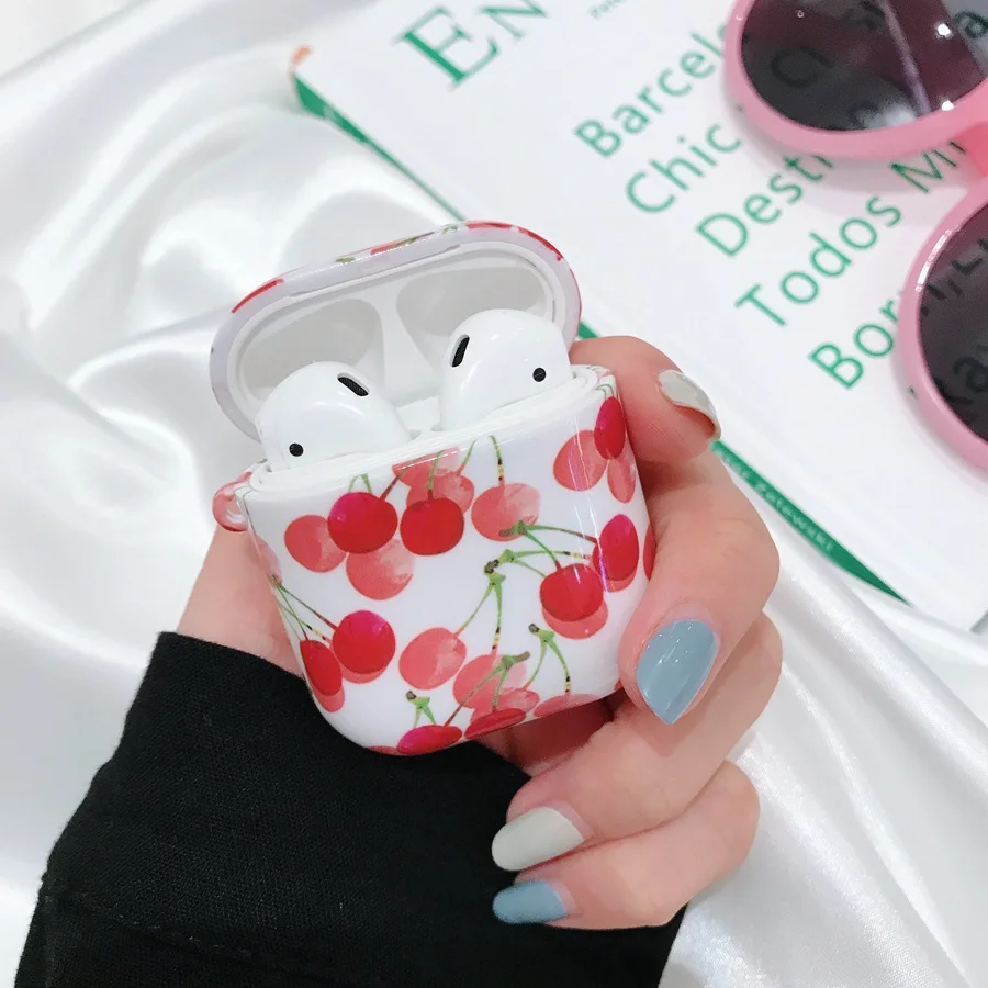 Red Чехол с листьями для AirPods, Чехол Air pods, Роскошный чехол, чехол для Airpod 2, чехол для Apple Air Pods, вкладыши, зарядная коробка, Funda - Цвет: Red