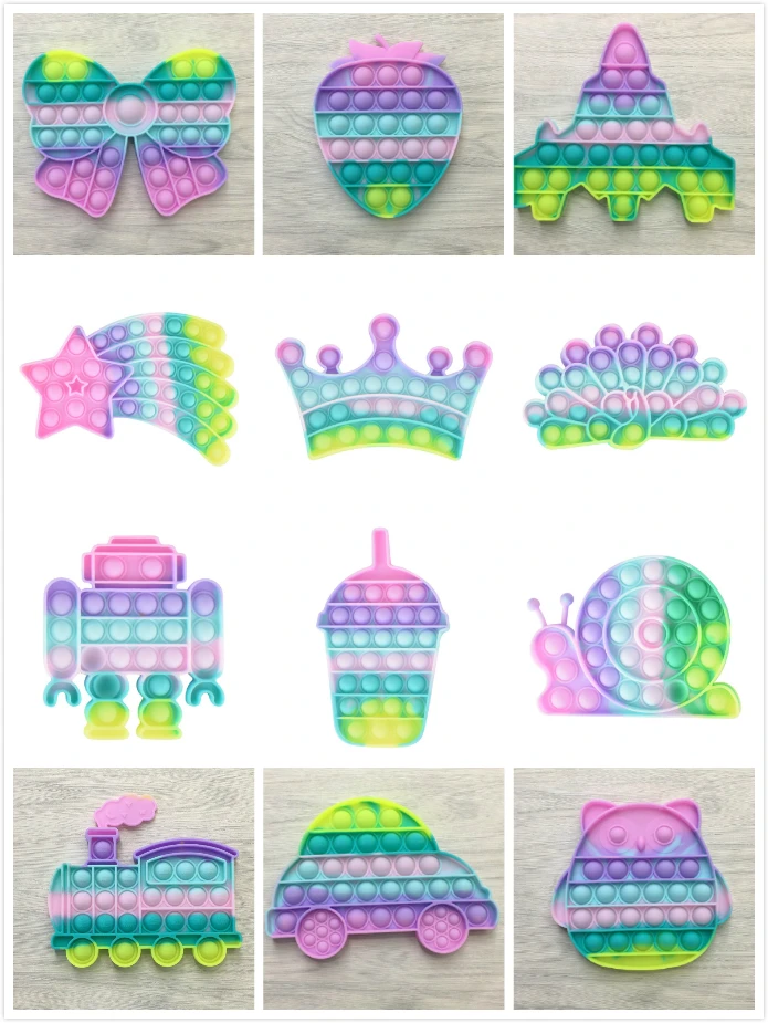 

10pcs Rainbow Fidget Toys Push Bubble Sensory Autism Special Needs Anti Stress Reliever Fidget Toy Kids Educational Toy