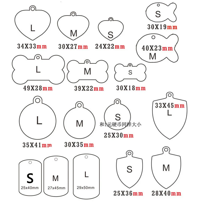 Wholesale 10X Personalized Cordate Blank Cat ID Tag Customized Dog Name Phone Pet Tags id Stainless Steel