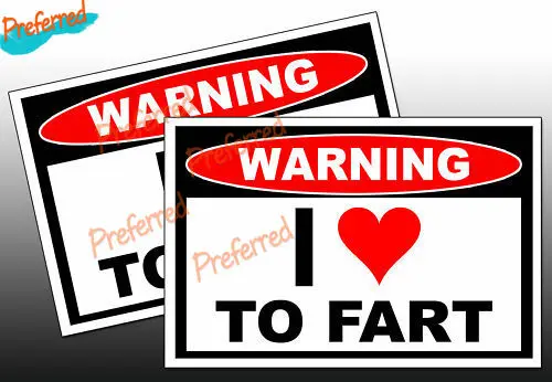 

2pcs Funny I Love Fart Warning Decal Joke Sticker Prank Logo or Car Sticker Decal Decoration KK-all Sizes Waterproof PVC