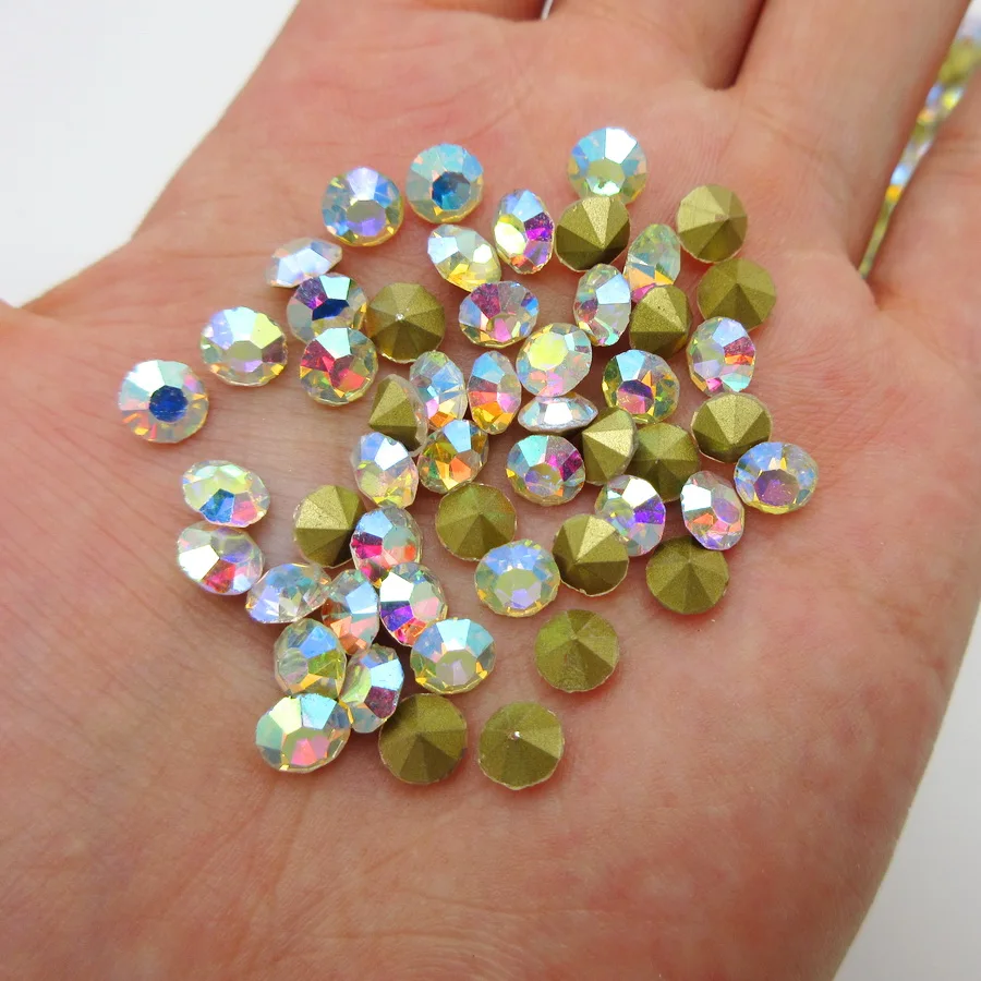 Высококачественные стеклянные стразы клеевые бусины AB круглой формы цветные для