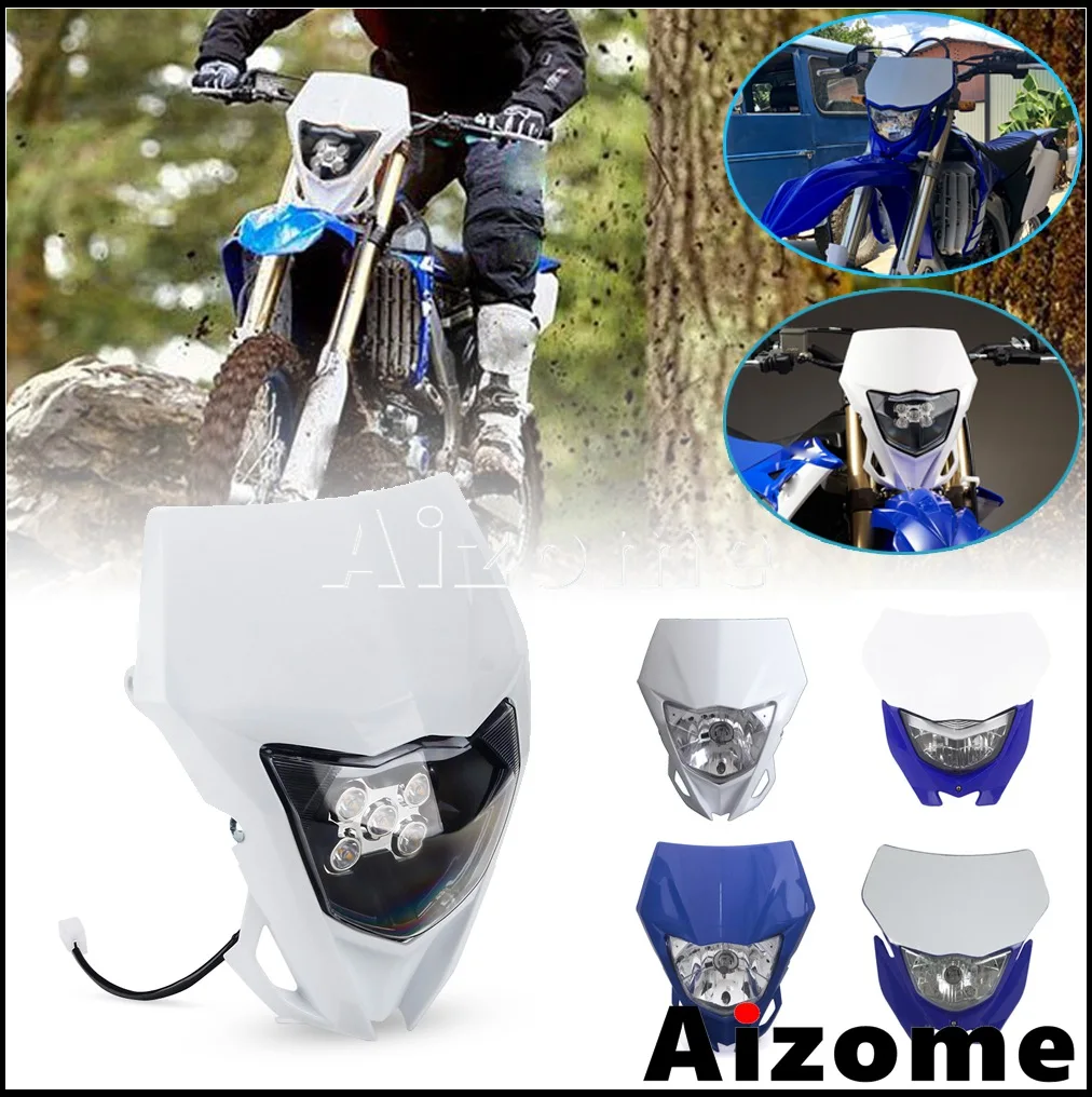 

Dirt Bike Motocross LED / Bulb Headlight Hi/Lo Beam Supermoto Front Lamp For Yamaha WR TTR YZ FX 125 250 450 CRF XR KLX KXF RM
