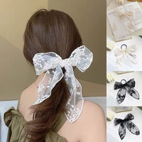 korean style black white lace bowknot ribbon hairpins elastic hair band sweet fashion headband hair clip headwear hair accessory