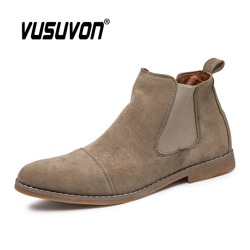 

Ботинки «Челси»; Мужские дышащие замшевые ботильоны; Оригинальные повседневные ботинки; Нескользящие осенние ботинки для мужчин; Большой р...