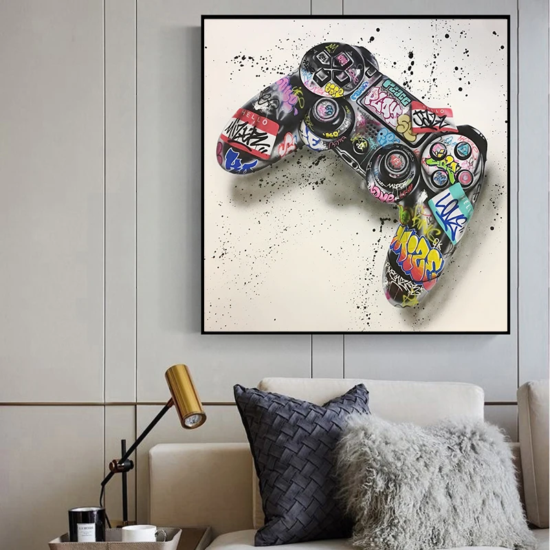 

Graffiti Art Gamepad Canvas Art Posters and Print Abstract Game Handle Canvas Paintings on The Wall for Kid's Room Decor Picture
