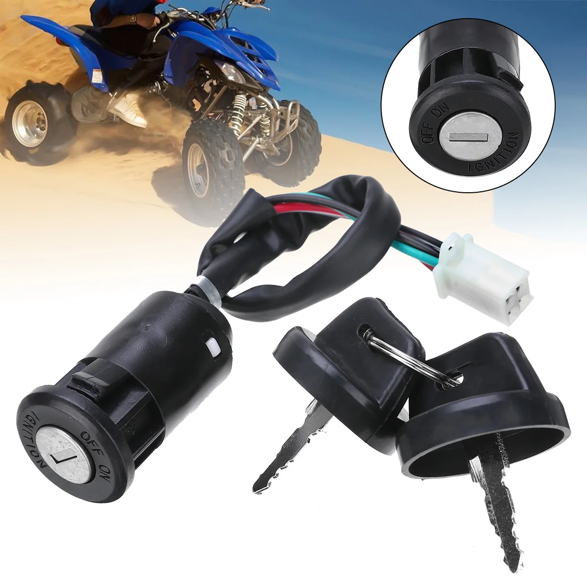 

Locks & Latches 1pc Universal Motorcycle 2 Ignition Key Switch 4 Wire On/Off Quad Motorbike Start Switch Door Lock Keys
