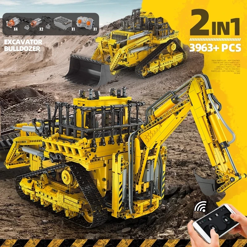 Mould King 17023 MOC высокотехнологичное приложение для бульдозера пневматический