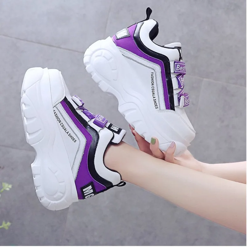 

Fashion Casual Shoes Women Chunky Sneakers 2020 Platform Sneakers Ladies Brand Wedges For Woman Leather Sports Dad Shoes 7cm