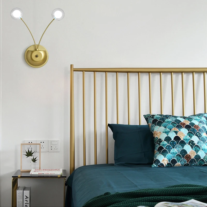 

Nordic minimalist magic bean wall lamp long iron glass wall lamp bedroom lamp creative staircase lamp bedside aisle wall light