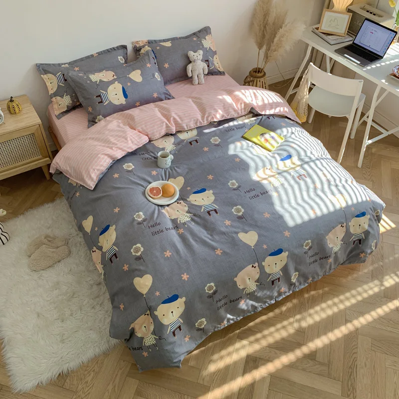 

2021New High Quality Luxury Bedding Set Euro Stripe Duvet Cover Pillowcase Queen King Full Size Quilt Cover Bed Sheet