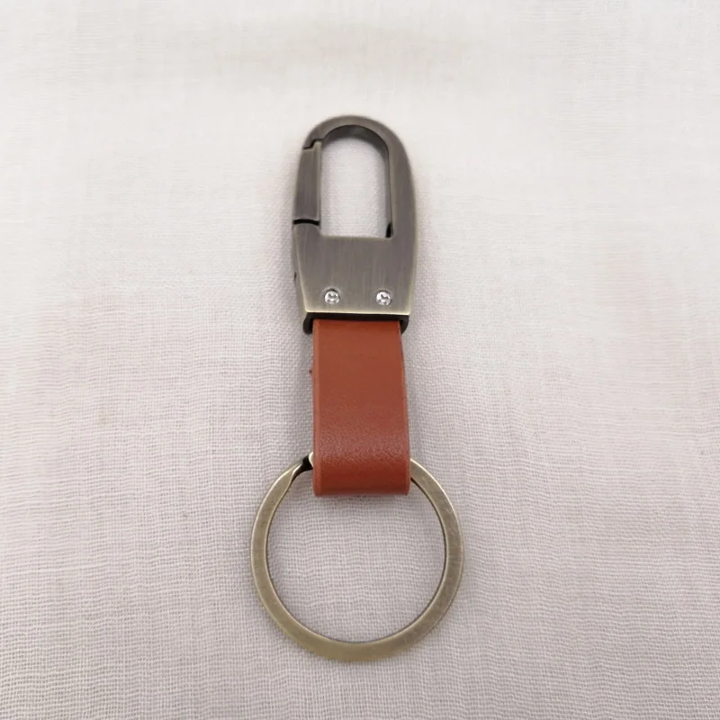 Bronze brown leather Классические мужские брелки из натуральной кожи, брелок на талию, сплав, брелок для ключей, высокое качество, открытая Пряжка, автомобильный брелок, подарки для мужчин D35 - Цвет: Bronze brown leather